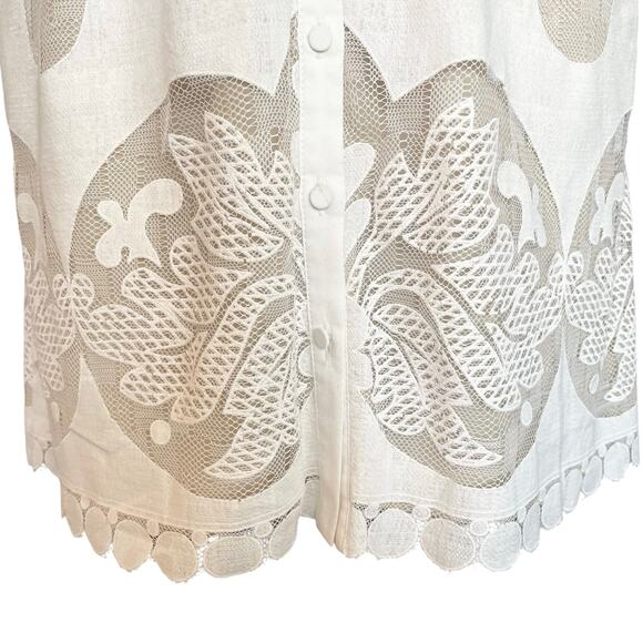 Greylin Cream Lace Overlay Sleeveless Shirt Dress Sheath Size M Wedding Guest - Picture 6 of 9